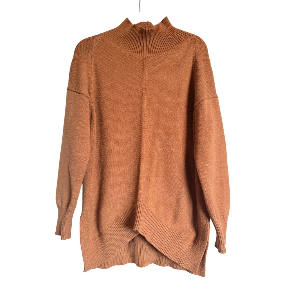 Neutral Cozy Maeve‎ Anthropologie Crystal Sz Sm Camel Mock Neck High Low Sweater